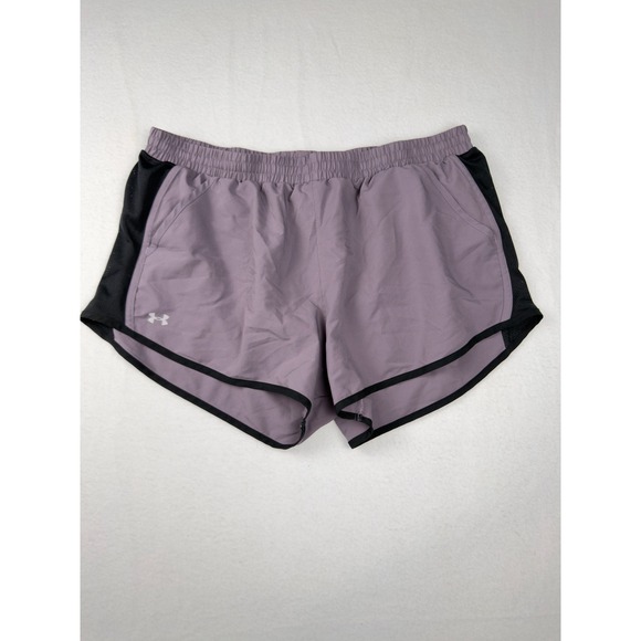 Under Armour Pants - Under Armour HeatGear Womens XL Purple Black Mesh Trim Running Shorts Loose Fit
